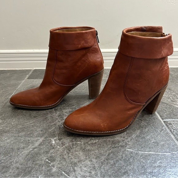 Lucky Brand Nycott Leather Bootie Stacked Heel Size 10M(42) Brown Fall Boho - Picture 3 of 16